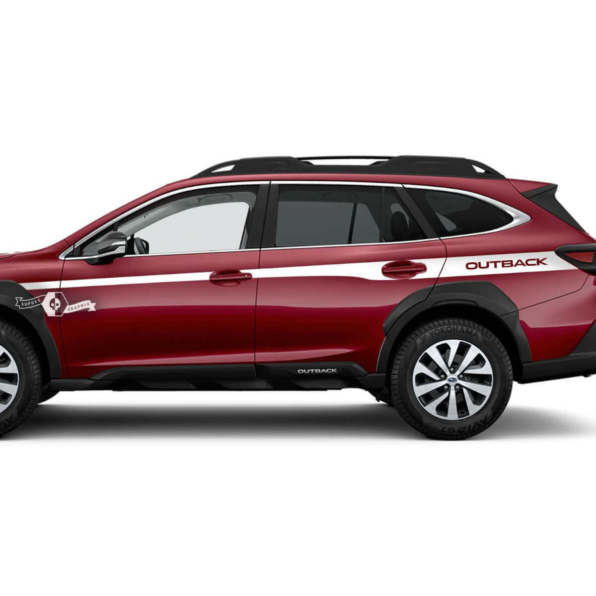 Suba Outback Seitenakzent-Türen-Vinyl-Aufkleber. Grafischer Suba-Aufkleber
