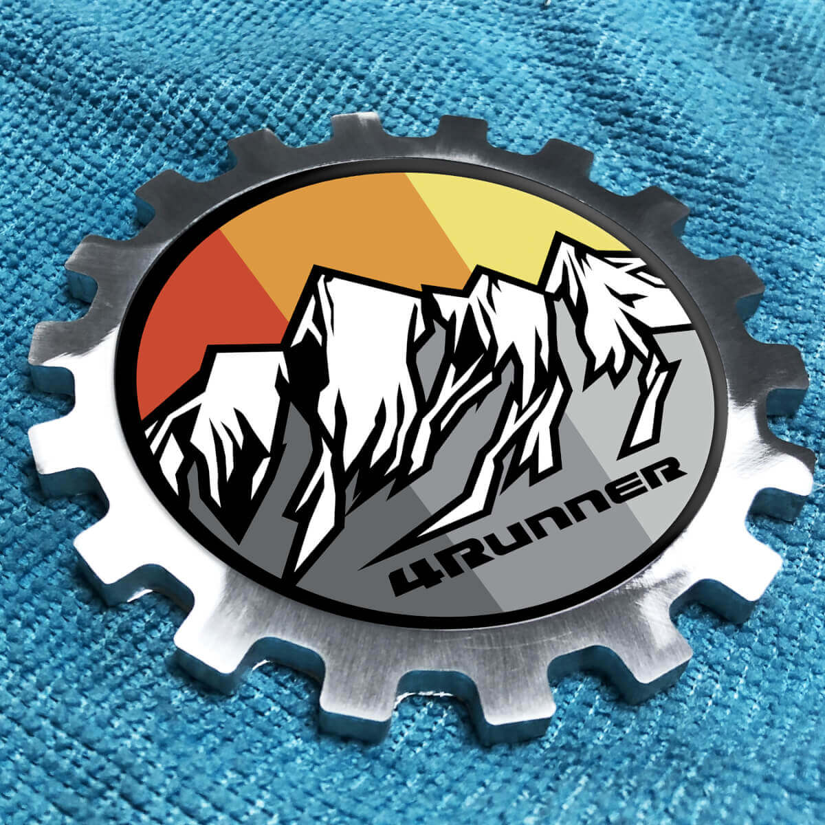 Toyota 4Runner Grey Mountains Vintage Metall Aluminium Abzeichen Nachttisch Getriebe Emblem Aluminium
