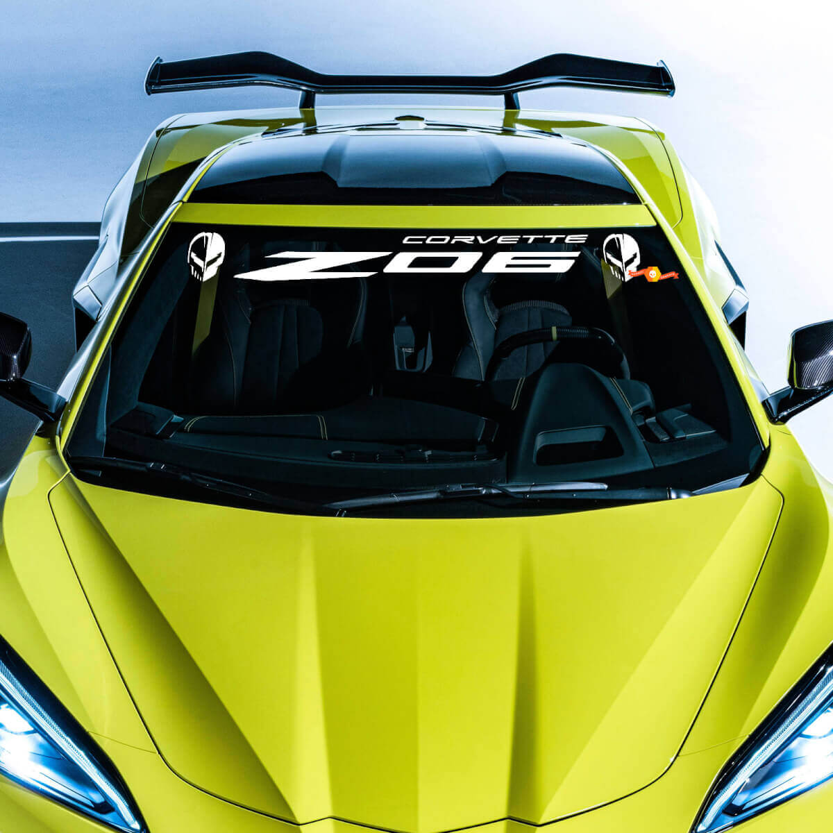 Chevrolet Chevy C8 Corvette Z06 Jake Skull Windschutzscheibe Vinyl Aufkleber Sticker
