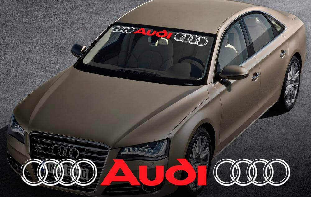 Audi mit Ringen Windschutzscheiben-Banner Vinyl-Aufkleber für Audi Fahrzeuge