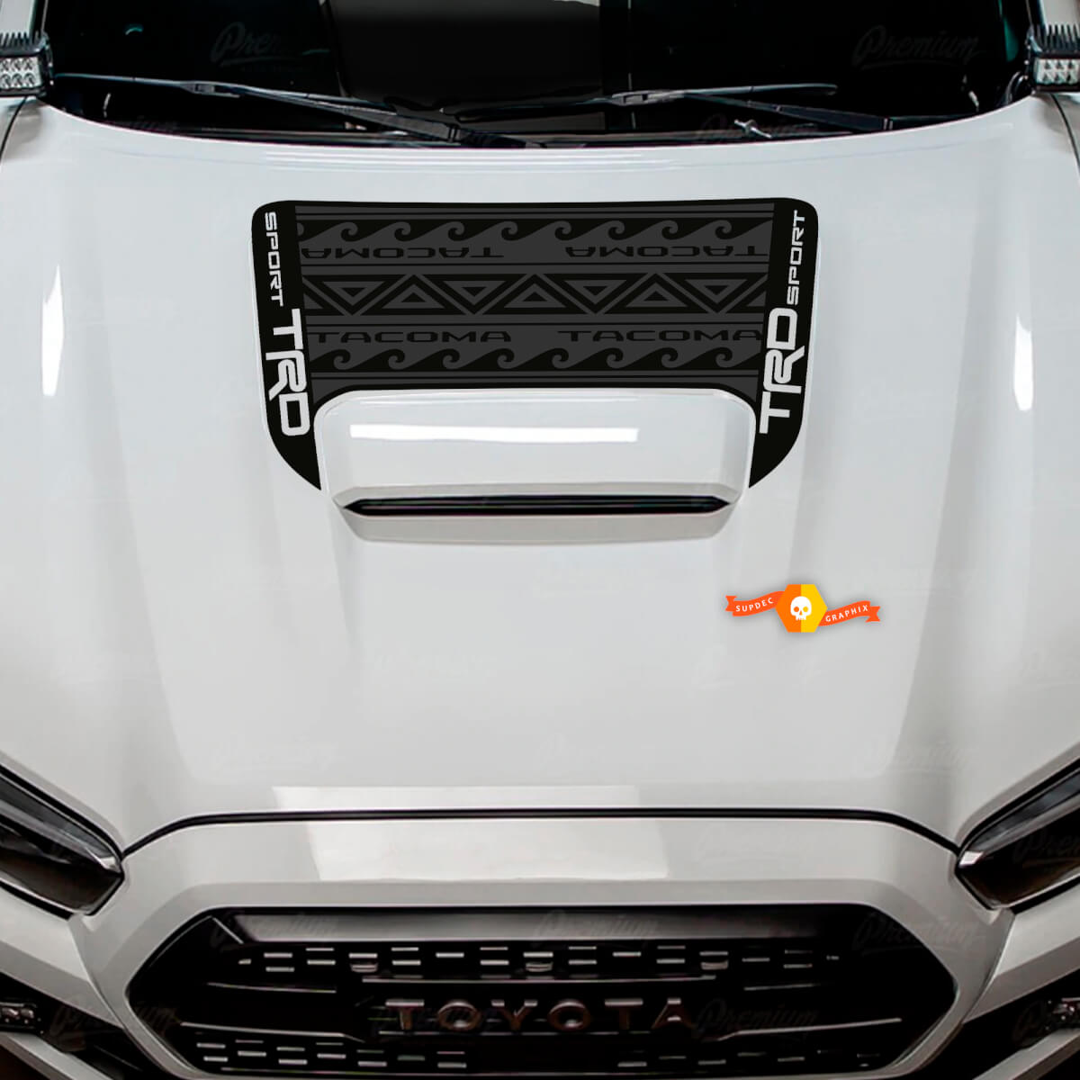 Toyota Tacoma TRD Off Road Sport PRO Hood Scoop polynesischer Stil 2 Farben Aufkleber Aufkleber Grafiken 2016–2024
