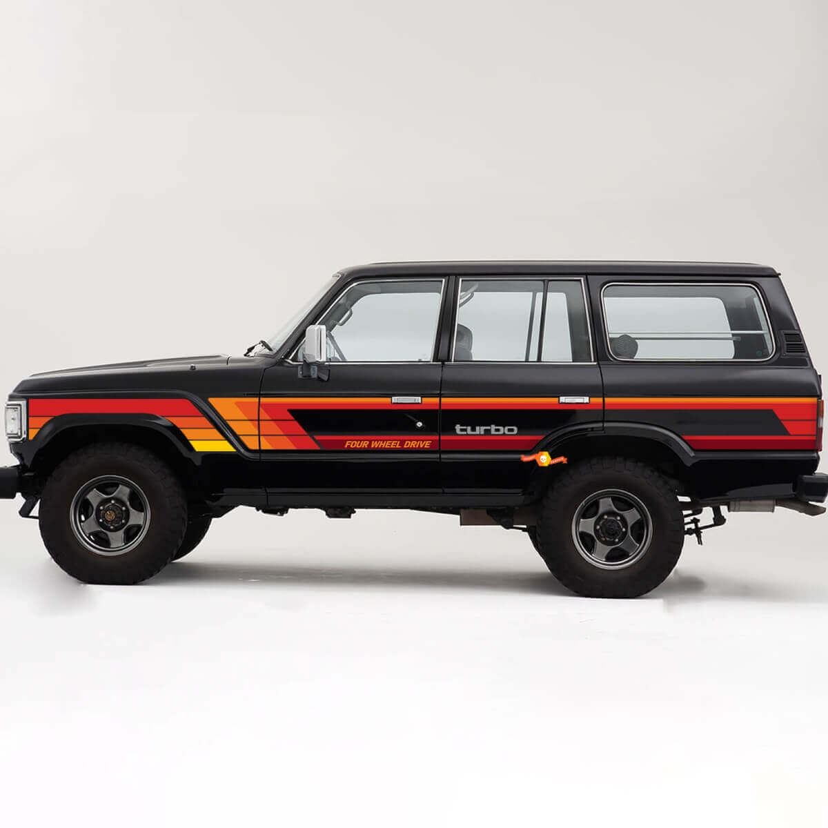 Retro Vintage Streifen Turbo Allradantrieb TRD Seitentüren Vinyl Aufkleber Aufkleber für Toyota Land Cruiser 60 SERIE
