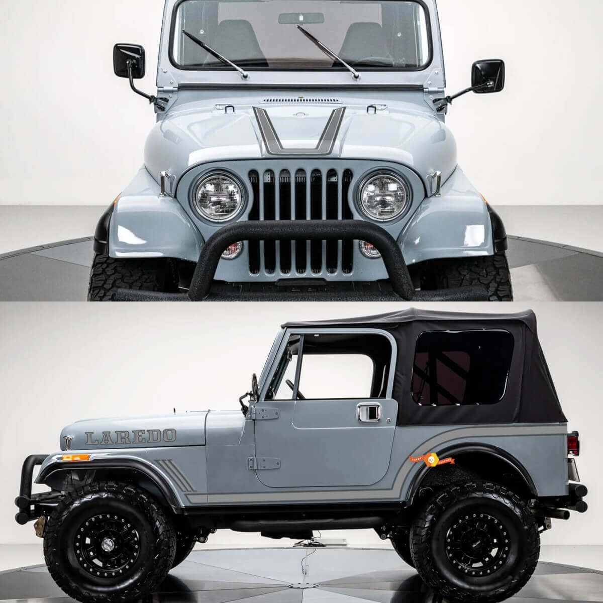 Laredo Seiten- und Motorhauben-Streifen Vinyl-Aufkleber Set für Jeep CJ7