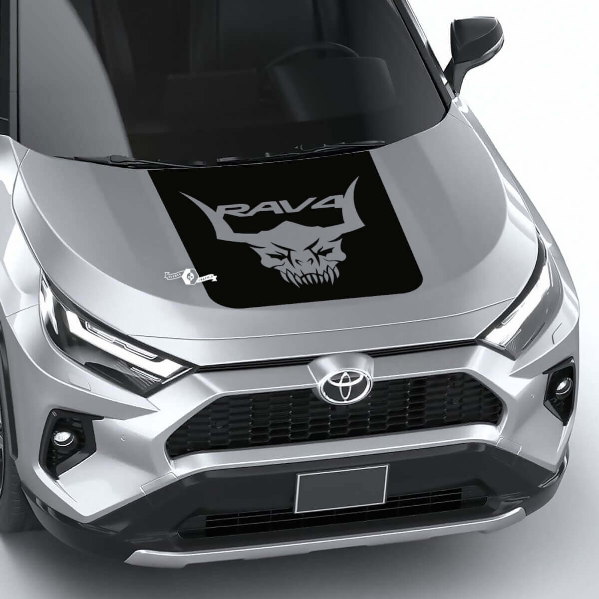 Sticker mit Totenkopf mit Hörnern für Toyota RAV4