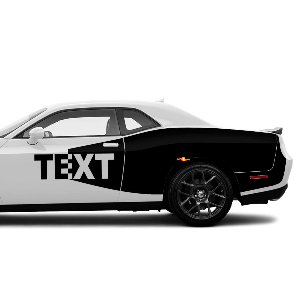Custom Text Blackout Style Seiten-Vinyl-Aufkleberset für Dodge Challenger