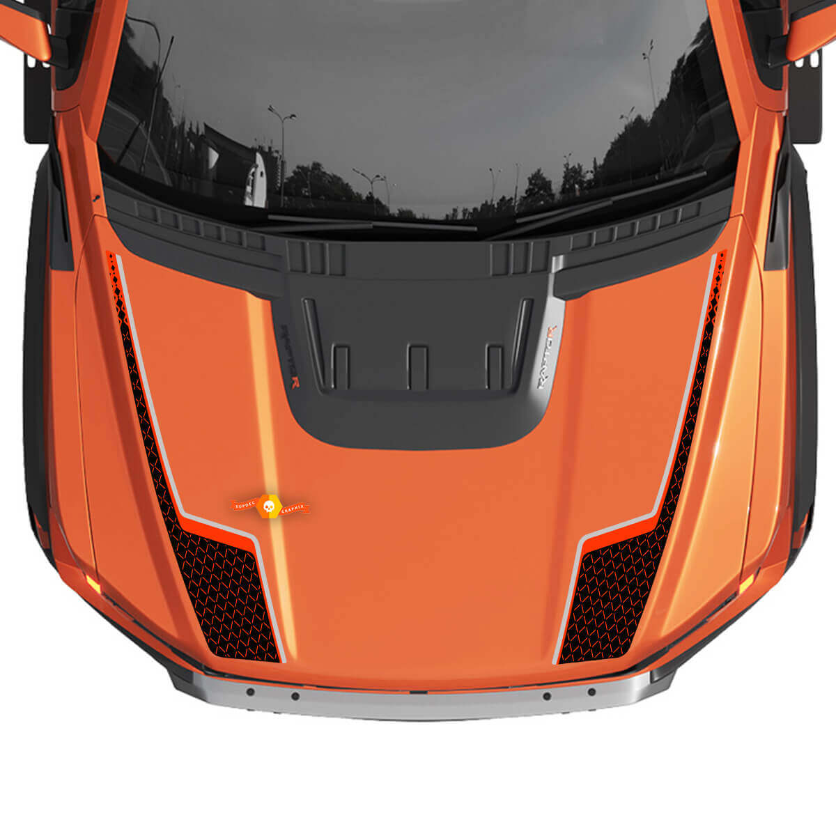 Haubengrafiken passend für Gen3 Ford F150 Raptor Vinyl-Aufkleber-Set mit Streifen
