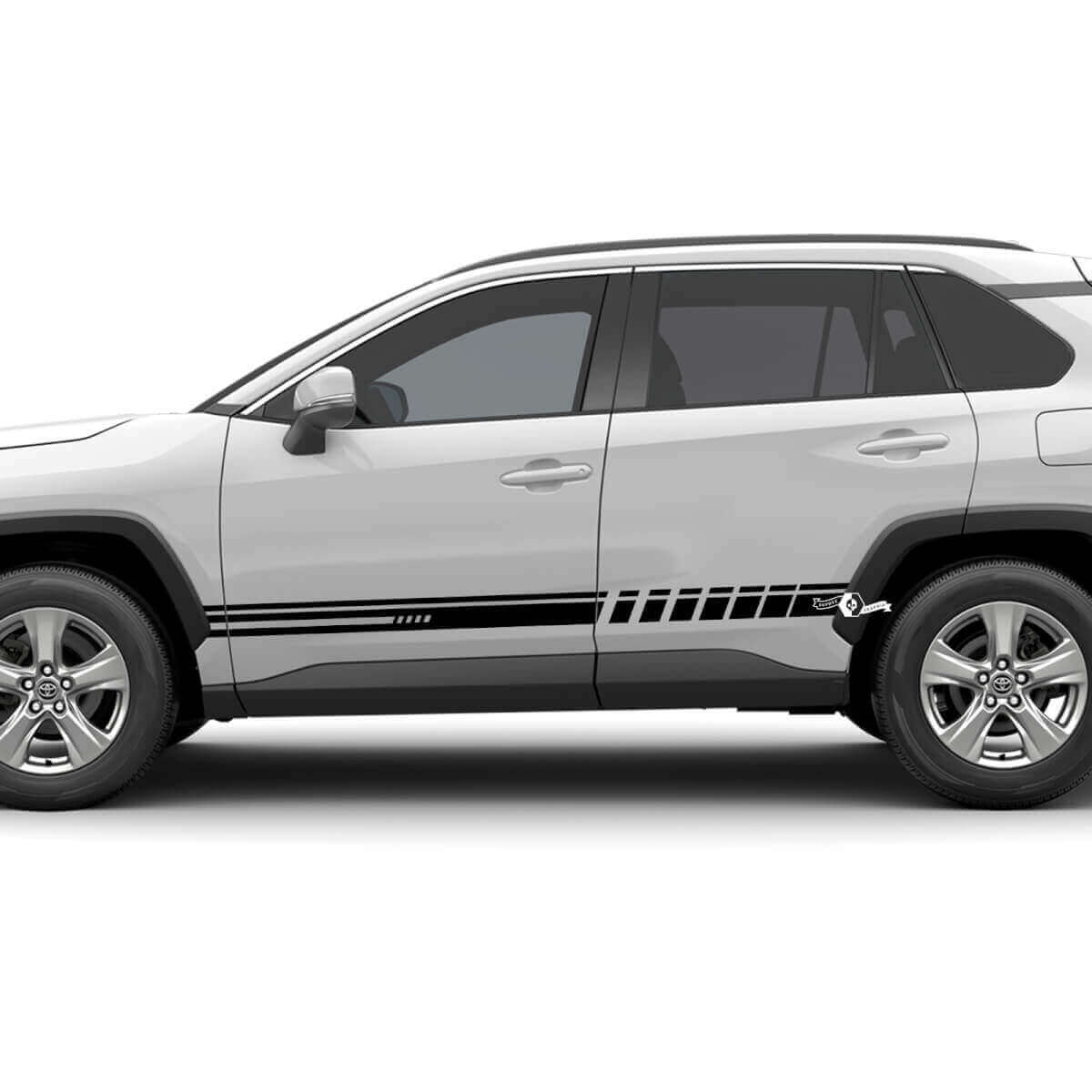 Seitliche Rennsport-Checkered-Streifen Vinyl-Aufkleber Grafikaufkleber für Toyota RAV4