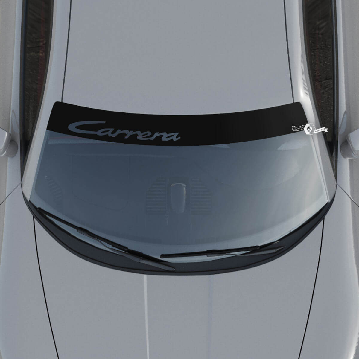 Porsche Carrera Logo Windschutzscheibe mit Hintergrundstreifen Kit Aufkleber Sticker
