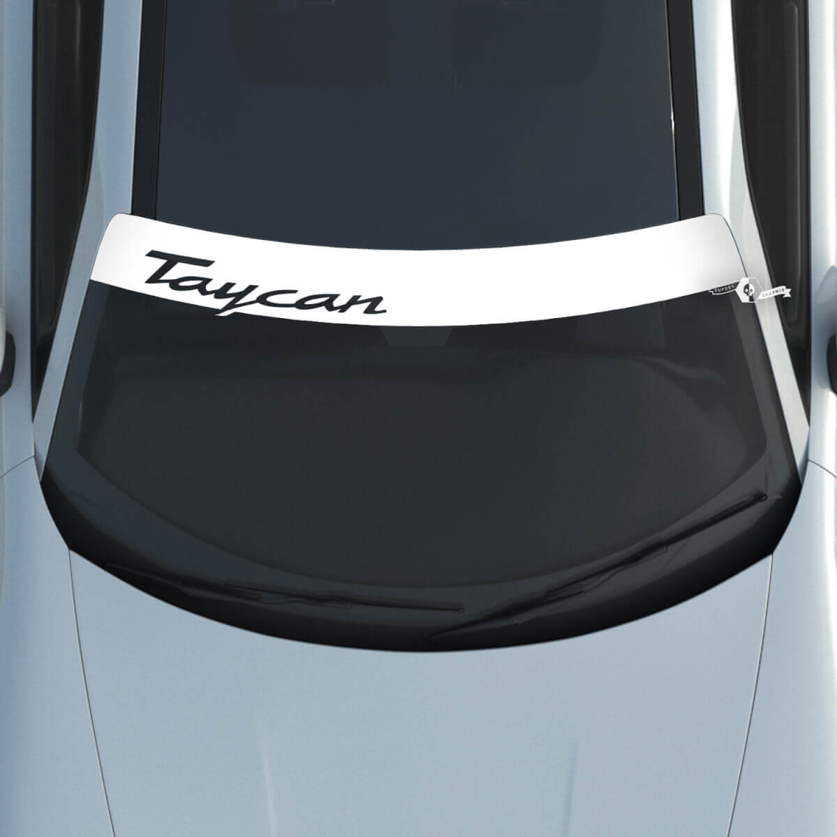 Porsche Taycan Logo Windschutzscheibe mit Hintergrundstreifen Kit Aufkleber Sticker
