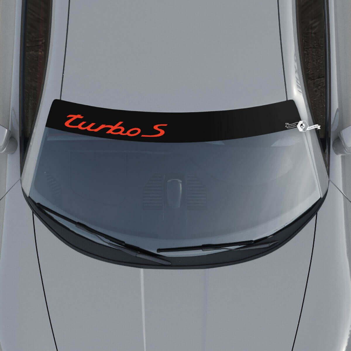 Turbo S Schriftzug Logo Windschutzscheibe mit Hintergrundstreifen Kit Aufkleber Sticker Für Porsche Turbo S