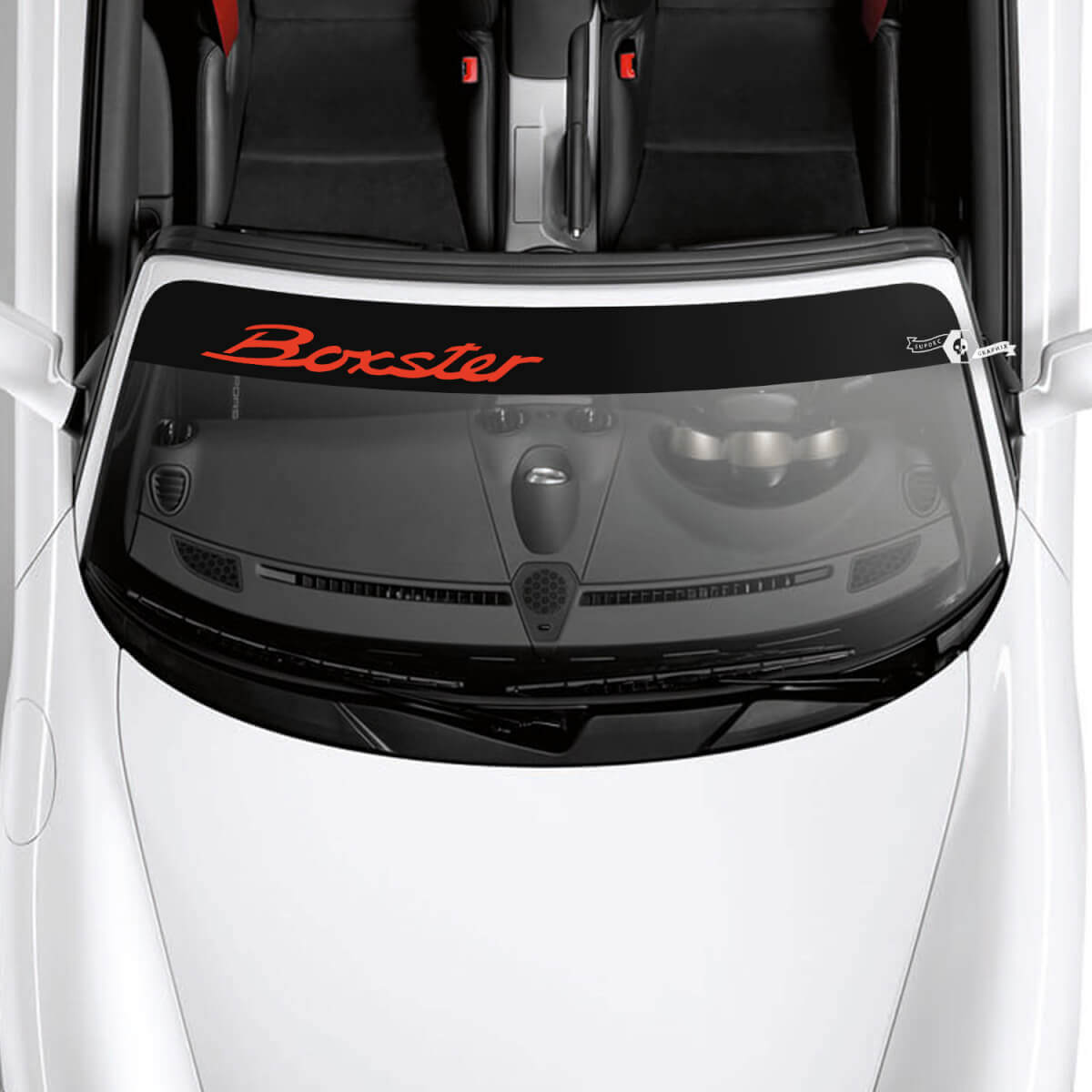 Porsche Boxster Logo Windschutzscheibe mit Hintergrundstreifen Kit Aufkleber Sticker
