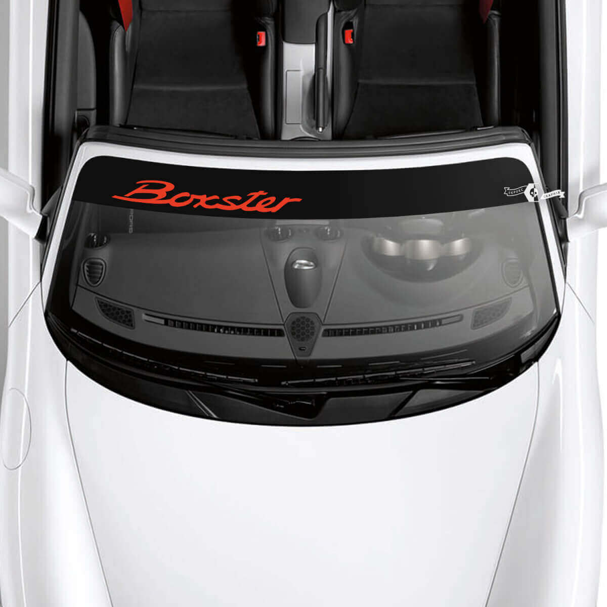 Porsche Boxster Logo Windschutzscheibe mit Hintergrundstreifen Kit Aufkleber Sticker
