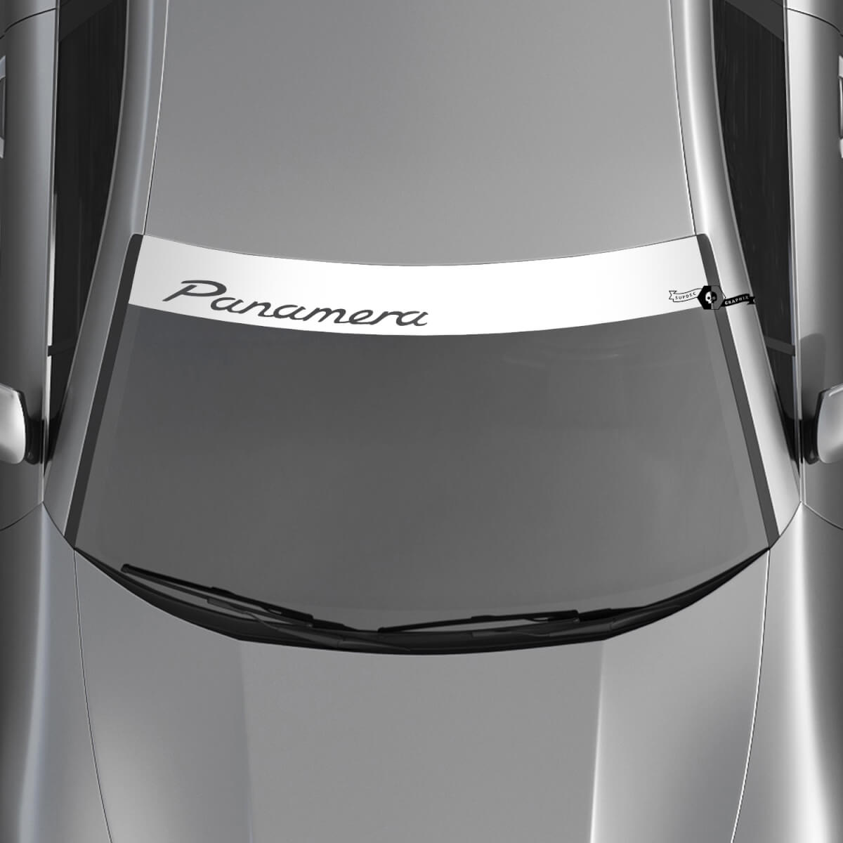Porsche Panamera Logo Windschutzscheiben-Set mit Hintergrundstreifen, Aufkleber 2

