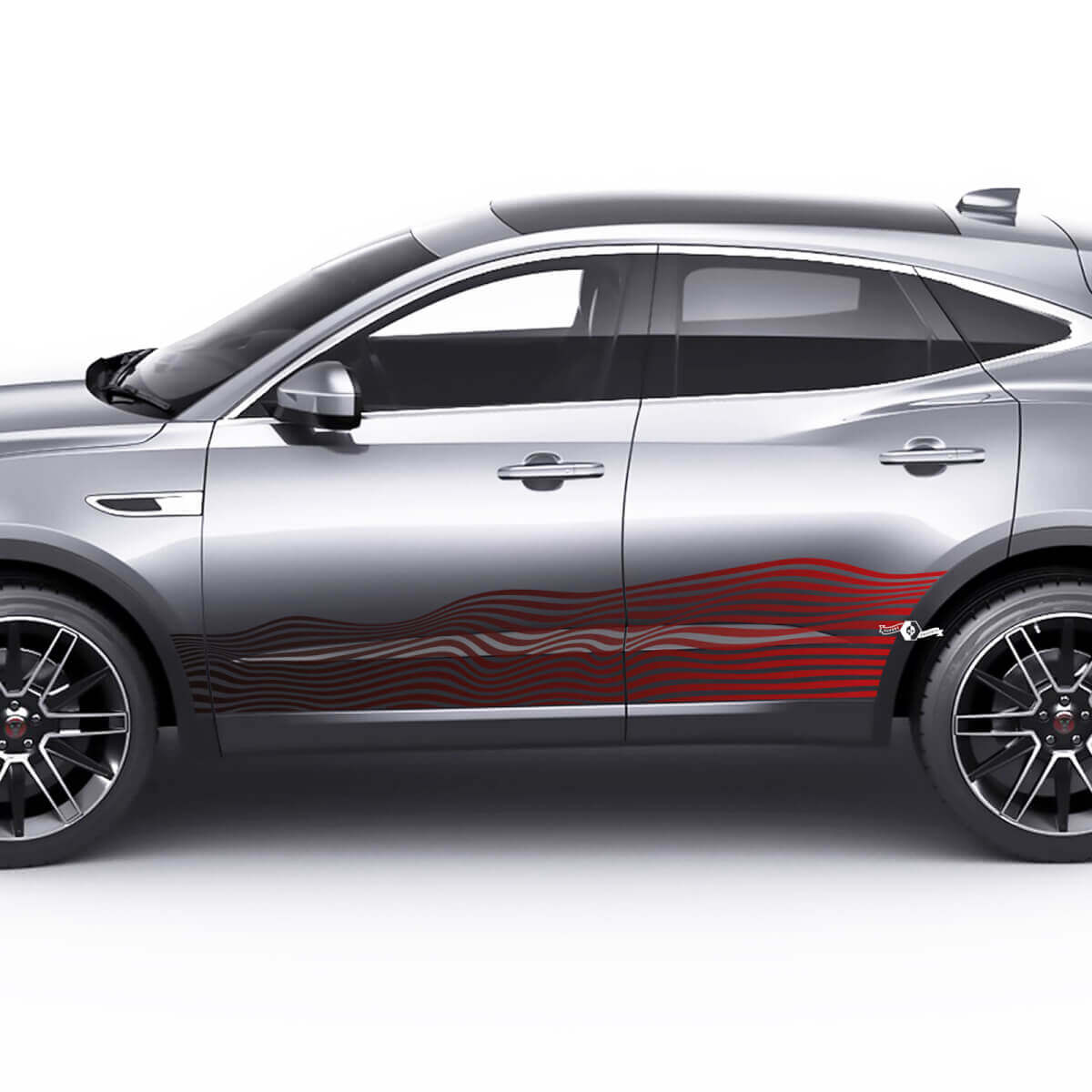 Paar Jaguar E-Pace Wave Seitentüren Logo Streifen Farbverlauf Grafik Aufkleber Logo Aufkleber
