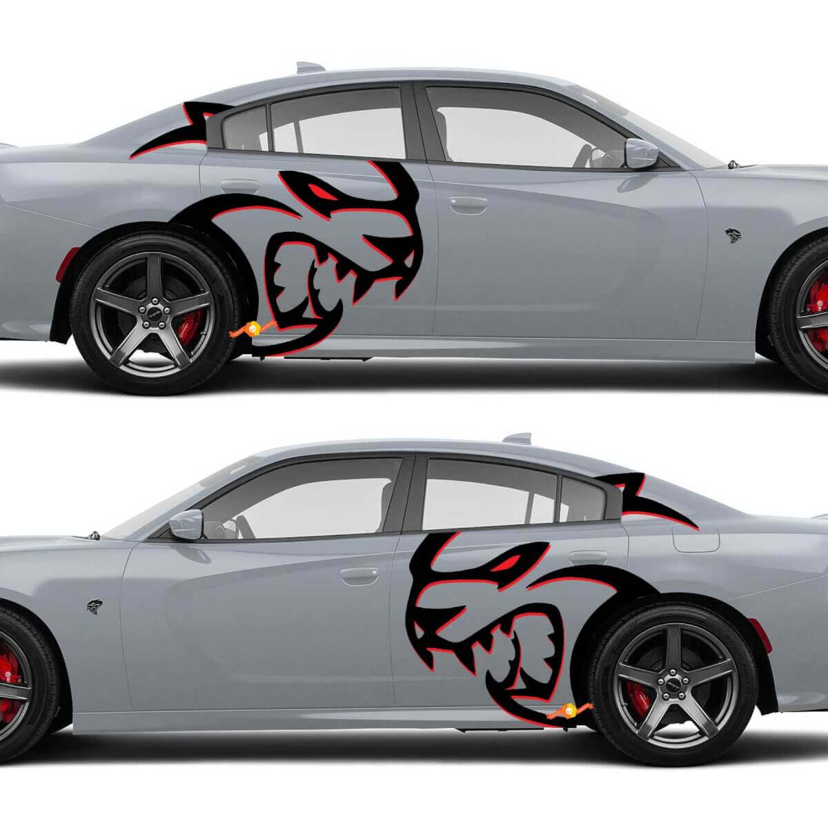 Riesige zweifarbige Hellcat Red Eye Seitenaufkleber für Dodge Challenger Redeye oder Charger
