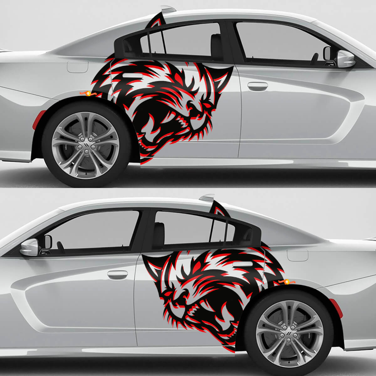 Wildcat Großes hinteres Kotflügel-Vinyl-Dekor-Kit für Dodge Challenger Charger