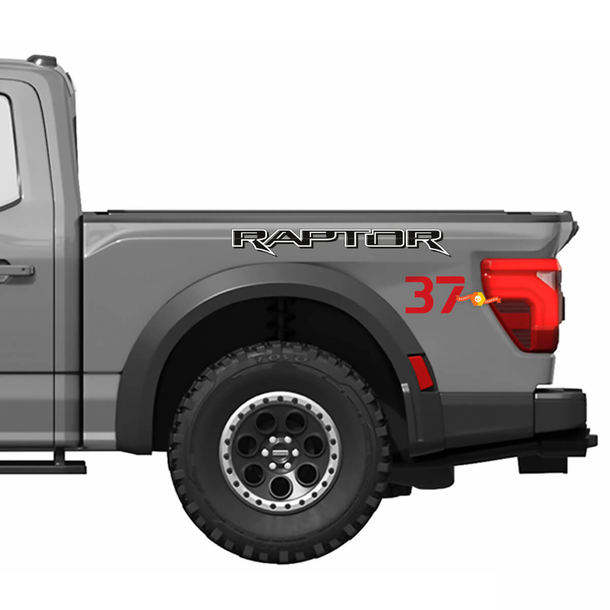 Grafiken für die Seite am Bett, passend für Ford F150 Raptor. 37 Vinyl-Aufkleber-Set mit Streifen
