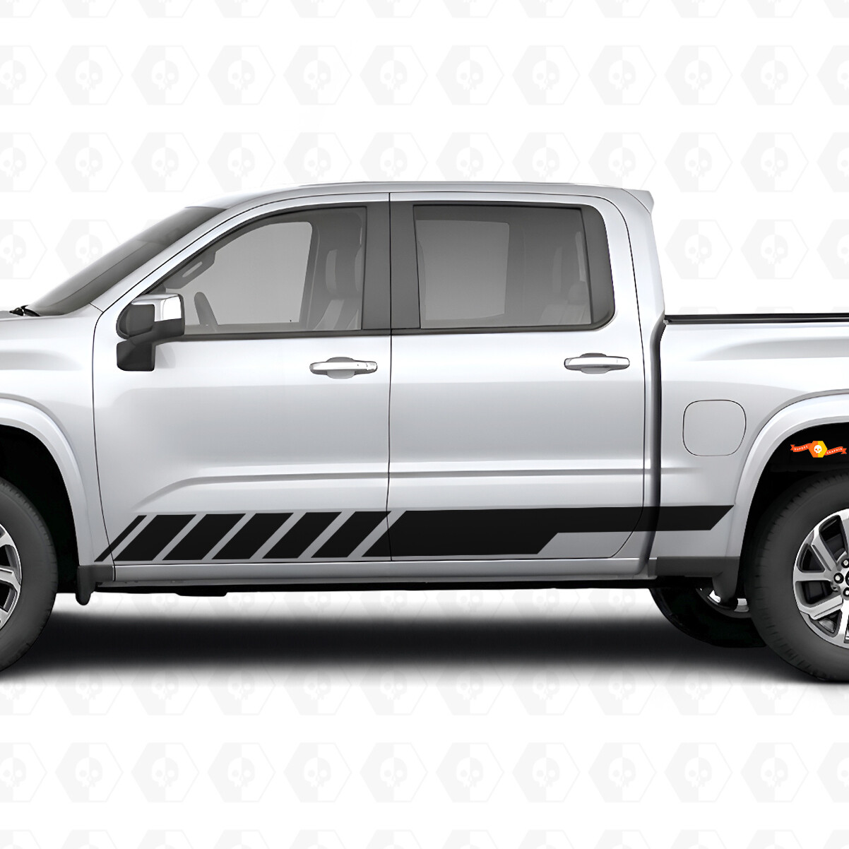 Schräge Racing-Tür- und Seitenschweller-Vinylstreifen für Chevrolet Silverado 1500 Next Generation 2027
