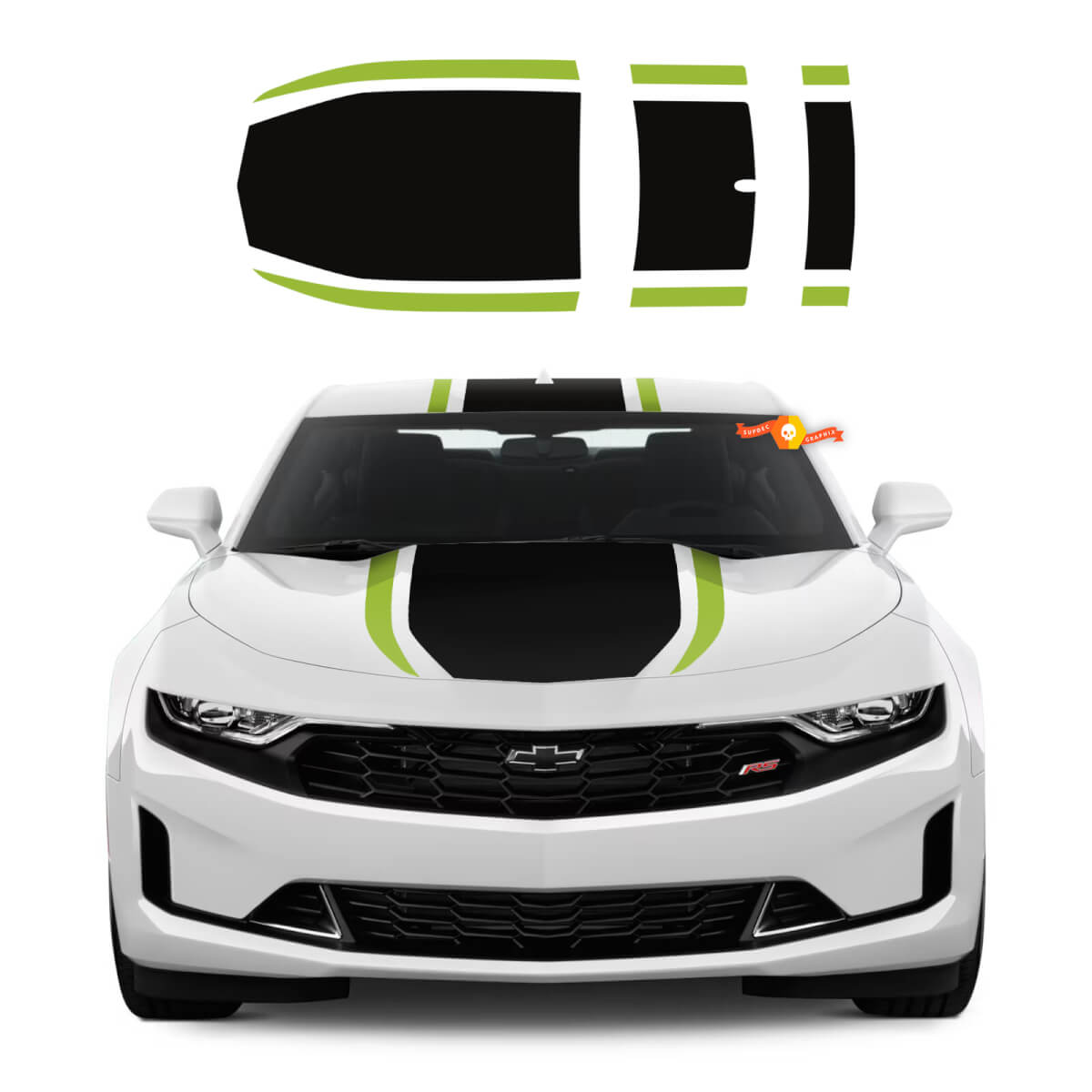Kit für Chevy Camaro 2019 2022, Vinyl-Aufkleber, Mittelhaube, Dach, Racing, Rallye, Rennstreifen, Aufkleber, 2 Farben
