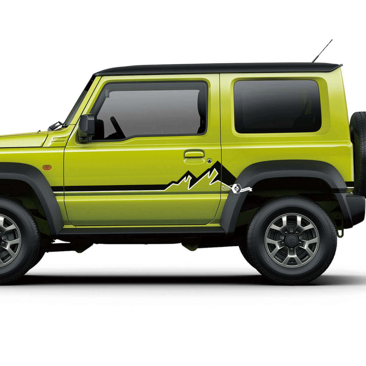 Paar Suzuki Jimny Seitentüren Mountain Graphics Decal Lines Aufkleber 2 Farben
