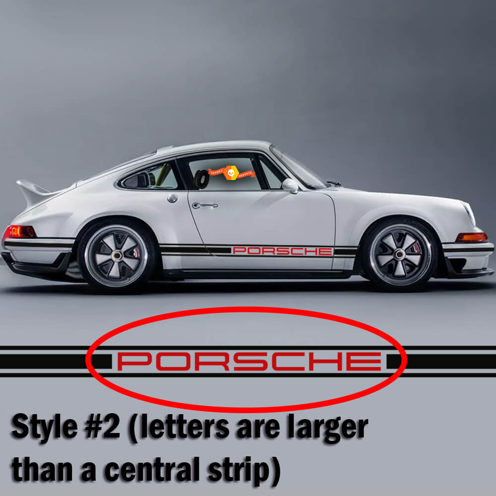 Porsche 911 Zweifarbiger klassischer Seitenstreifen-Logo-Aufkleber