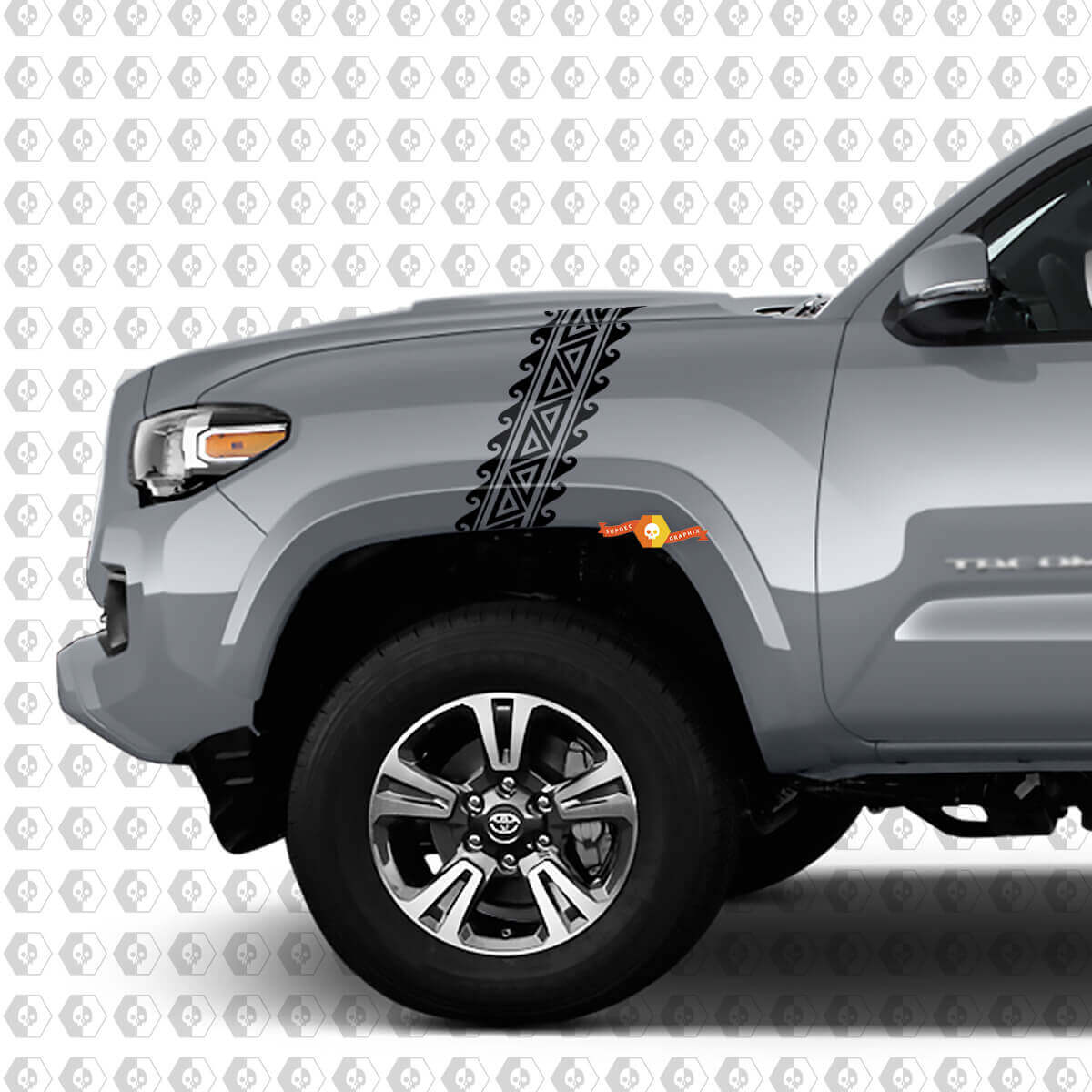 2x Kotflügelhaube Polynesischer Stil Toyota Tacoma SR5 TRD Streifen Seiten Vinyl Aufkleber Sticker
