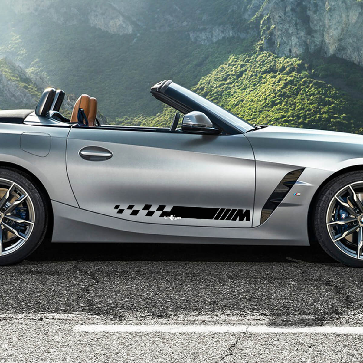 Karierte Seitentürstreifen mit M-Logo BMW Z4 Vinyl-Aufkleber
