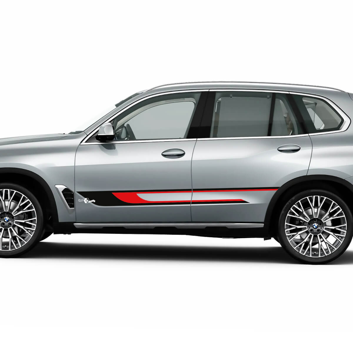 Maßgeschneidertes Seitenstreifen-Aufkleber-Set für BMW X5 G05 – zweifarbige Vinylgrafiken
