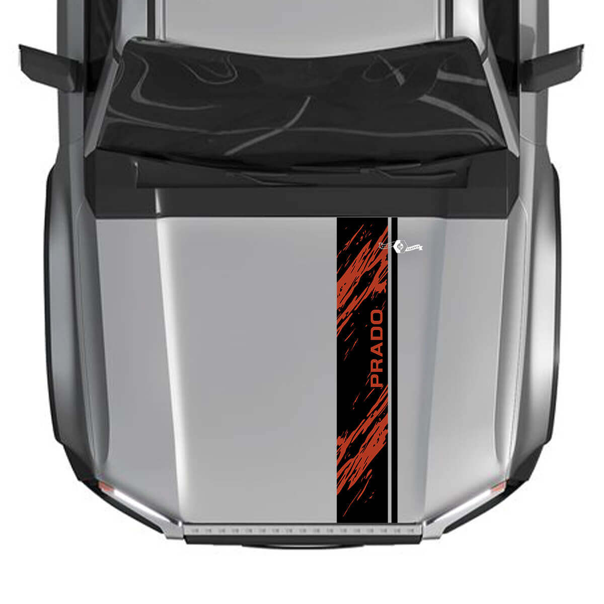 2024 Toyota Land Cruiser Prado Hood Stripe Destroyed Aufkleber Vinyl Grafikaufkleber 2 Farben
