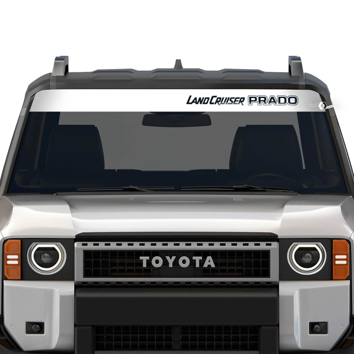 Windschutzscheiben-Banner, Toyota Land Cruiser Prado 2024, gestreift, zerstörte Aufkleber, grafische Vinyl-Aufkleber
