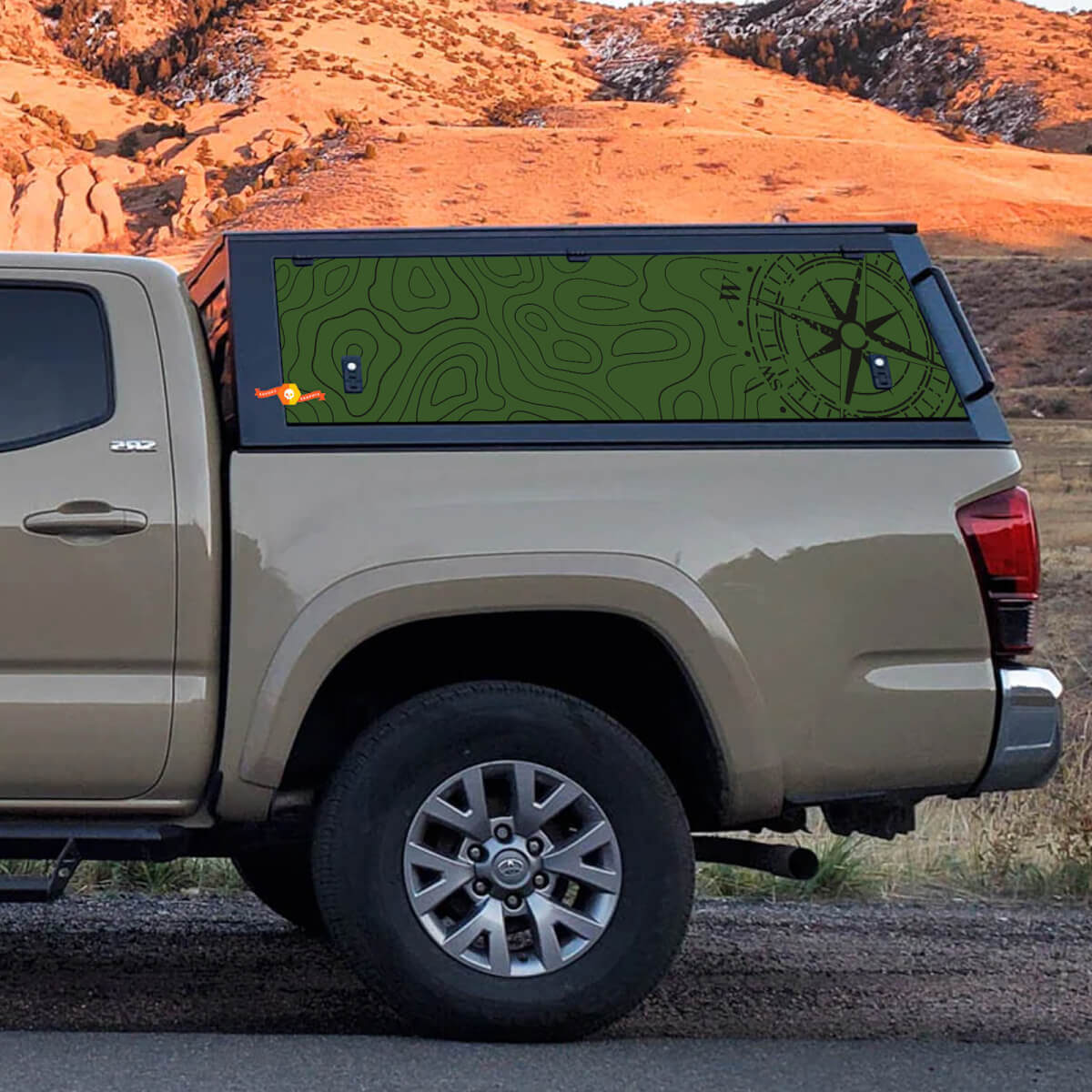 Vinyl-Aufkleber mit topografischer Karte für Toyota Tacoma Truck Cap-Aufkleber – individuelle Off-Road-Grafiken
