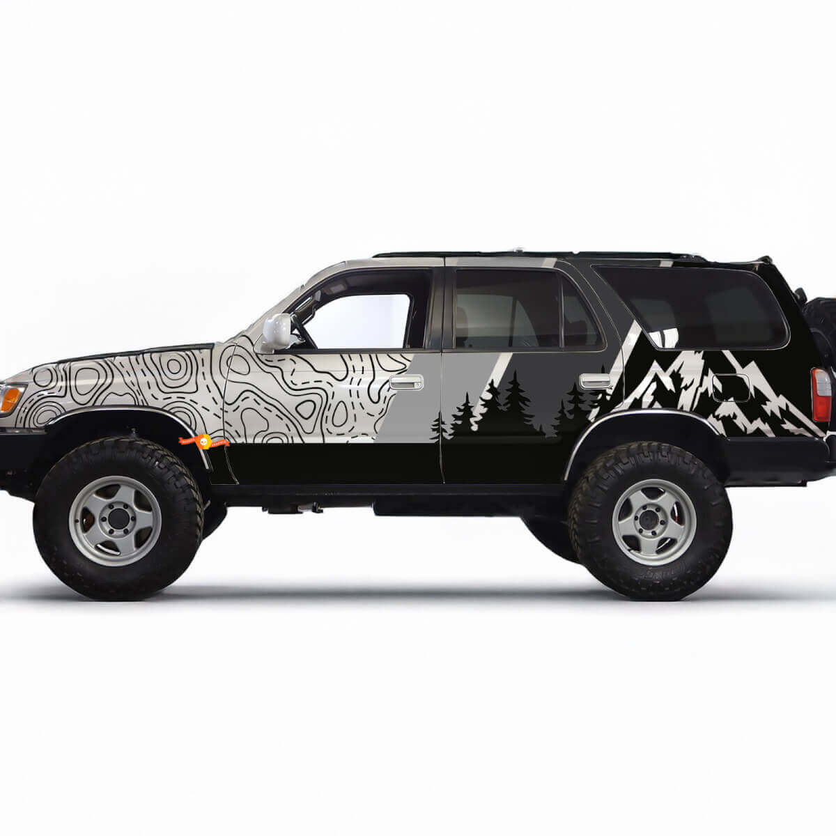 Berge topografische Karte Kontur Retro TRD Vintage Streifen Aufkleber Aufkleber – individuelle Grafikfolie für Toyota 4Runner TRD
