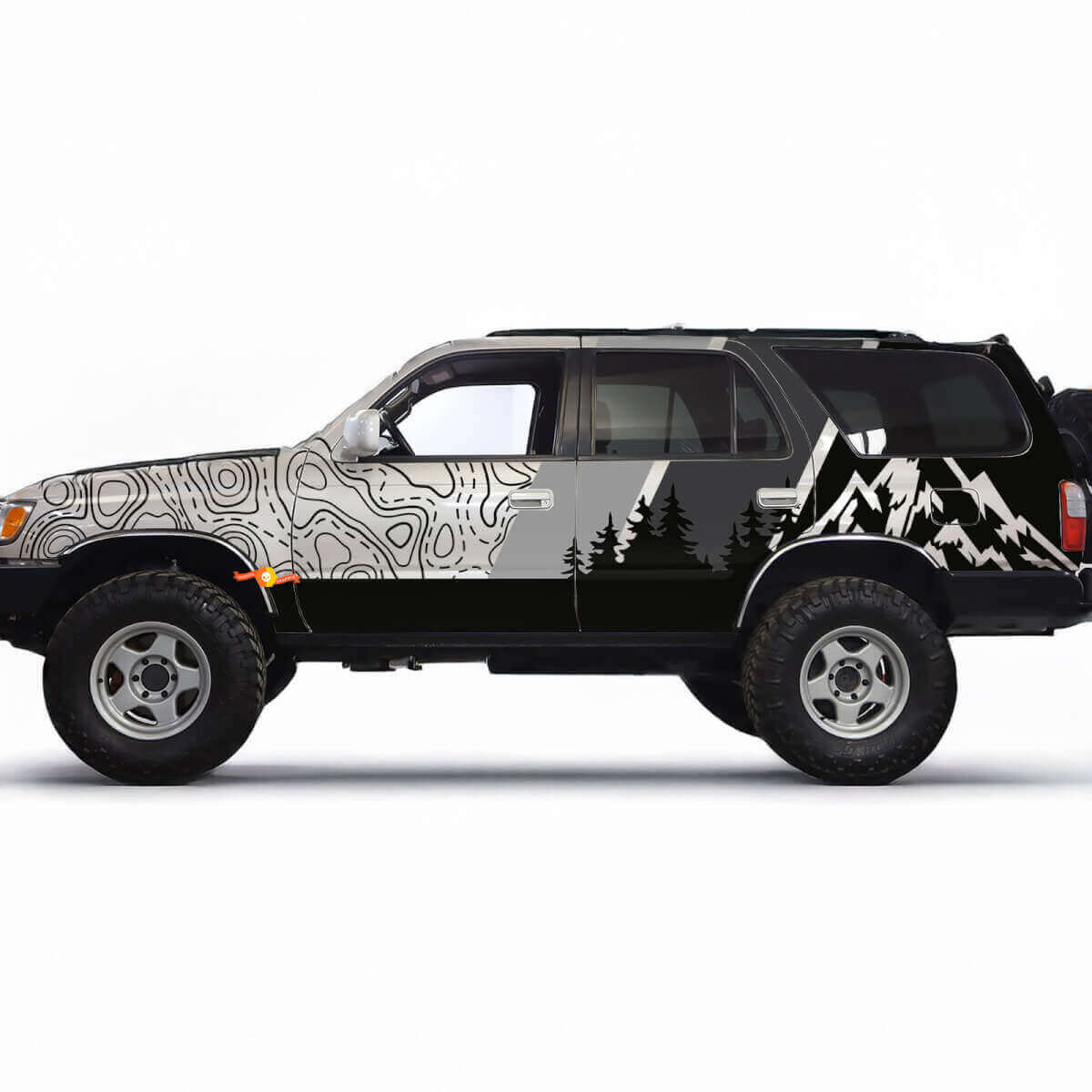 Berge Topografische Karte Kontur Retro TRD Vintage Streifen Aufkleber Decals - Individuelle Grafiken Folie für Toyota 4Runner TRD
