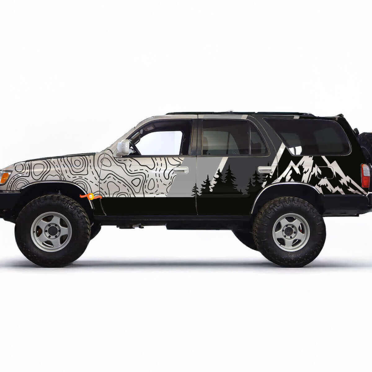 Topografisches Bergwald-Seiten-Vinyl-Aufkleber-Set für Toyota 4Runner