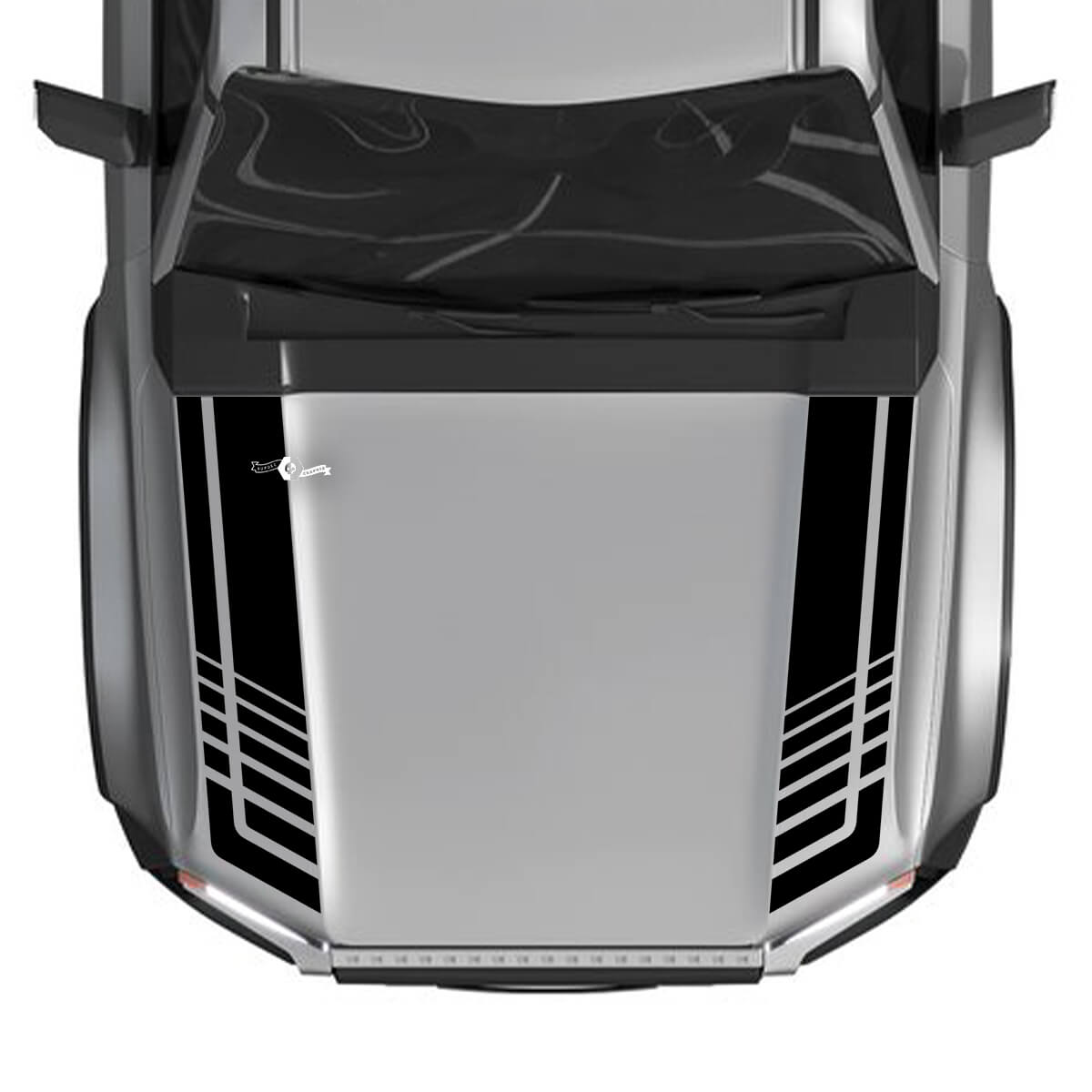 Toyota Land Cruiser Prado Hood Stripes Strobe Aufkleber Aufkleber – Zweifarbiges Vinyl-Grafik-Set
