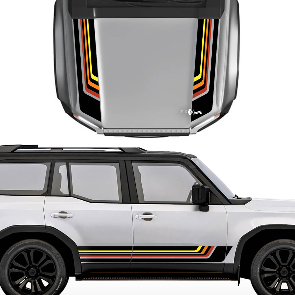 Toyota Land Cruiser Prado Motorhauben- und Seitenstreifen-Aufkleber – Vinyl-Grafik-Set
