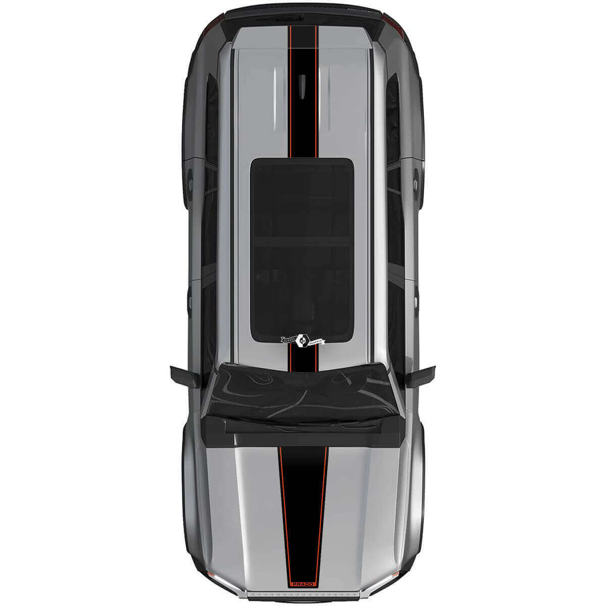 Motorhauben- und Dachstreifen Rallye Vinyl-Aufkleber Grafik-Kit für Toyota Land Cruiser Prado