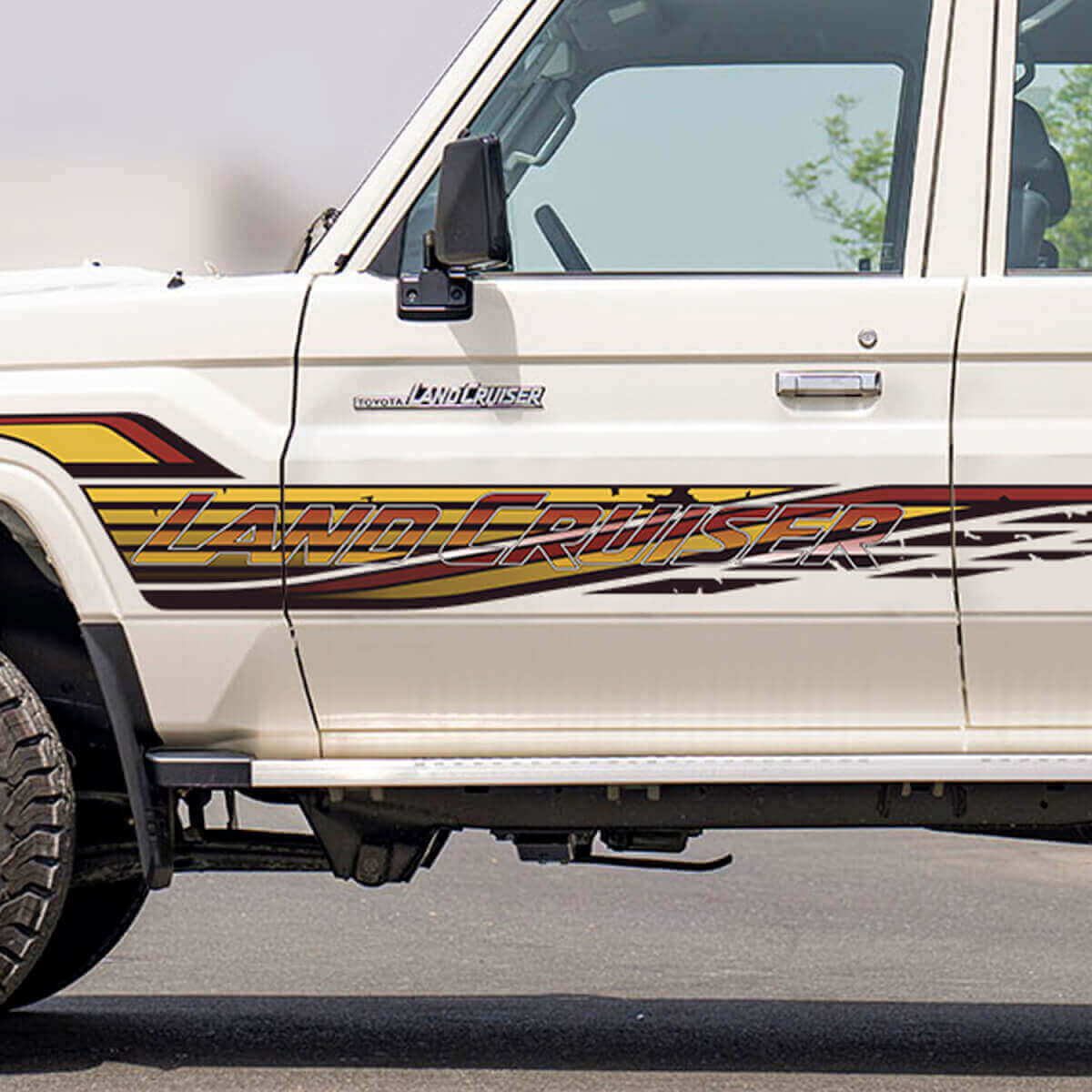 Beschriftung Retro Seiten klassische Streifen Aufkleber Grafik Dekor Kit für Toyota Land Cruiser