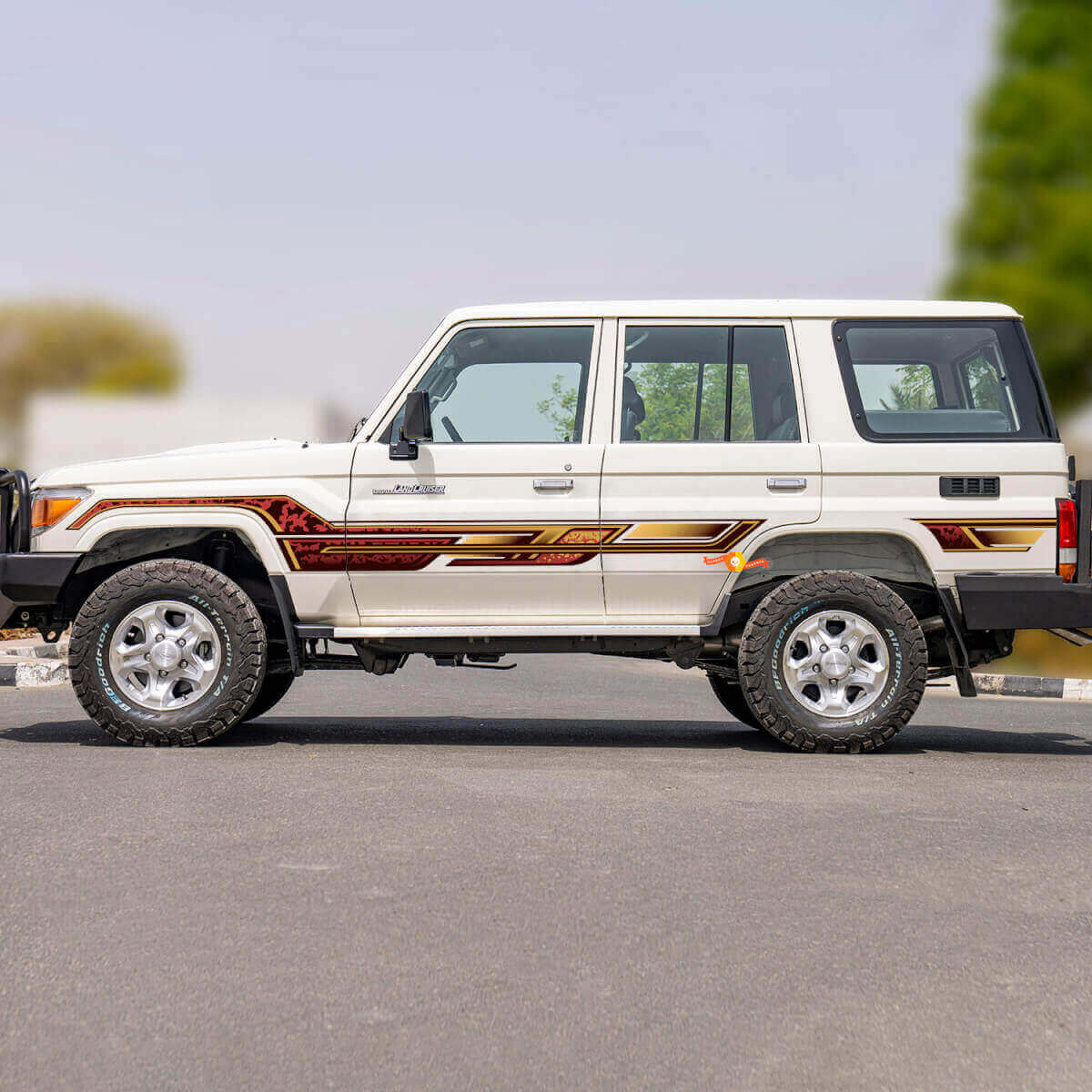 Retro Seiten Classic Streifen Aufkleber Grafik Dekor Kit 2 für Toyota Land Cruiser