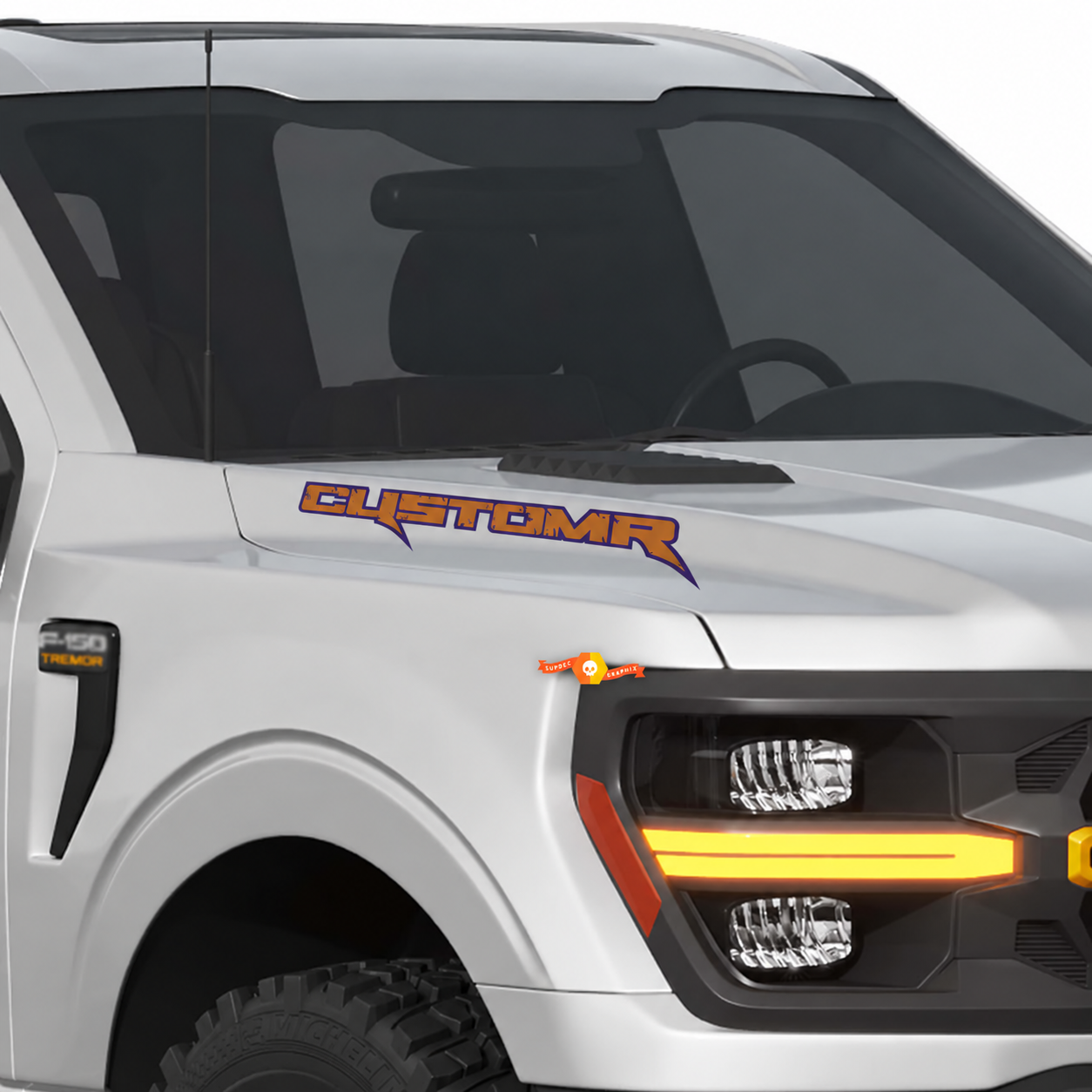 CUSTOMR Distressed Outline Hood Lettering Pair Motorhaube Vinylaufkleber für Ford F-150