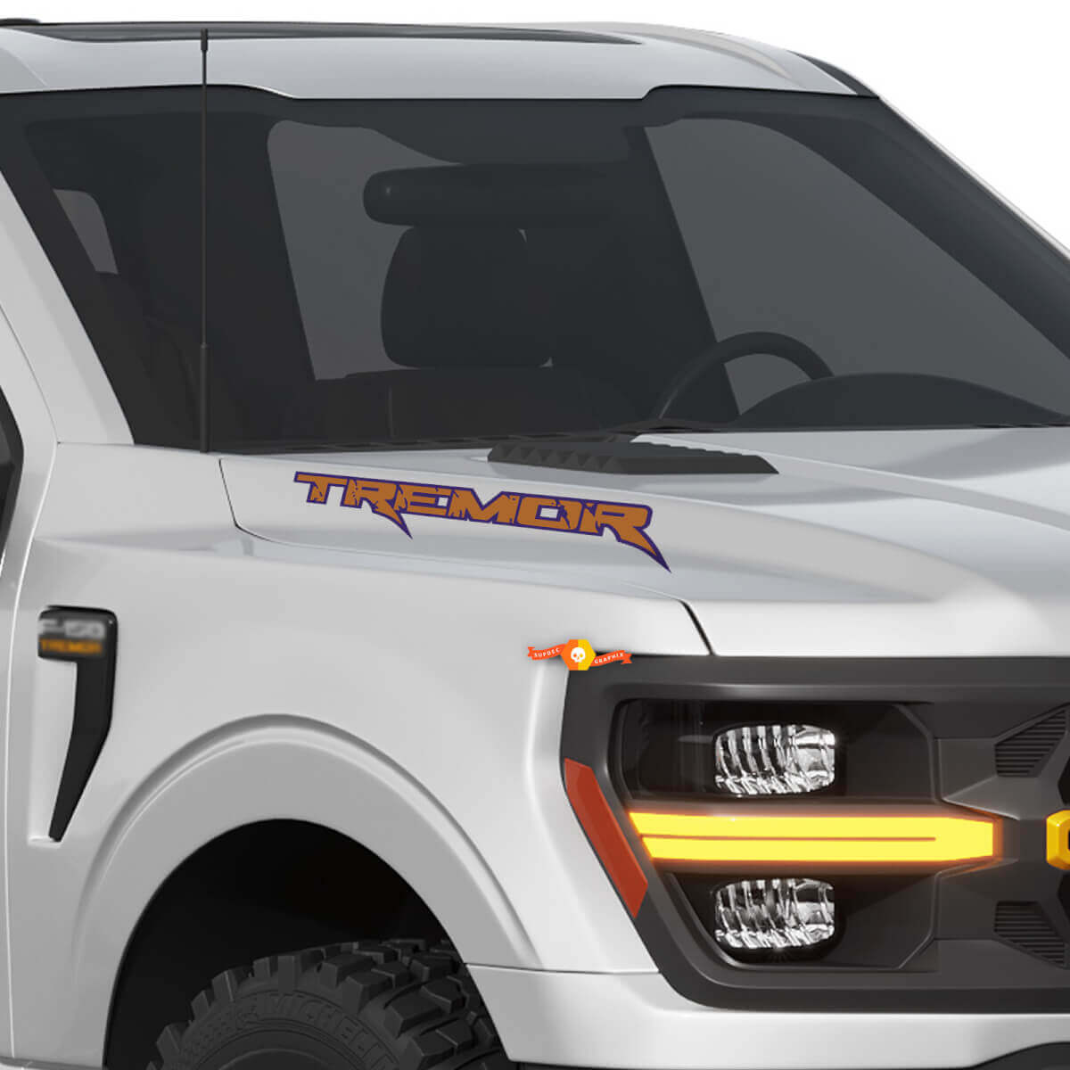 Motorhauben-Tremor-Raptor-Stil mit Umriss – Aufkleber für Ford F-150 Tremor Truck
