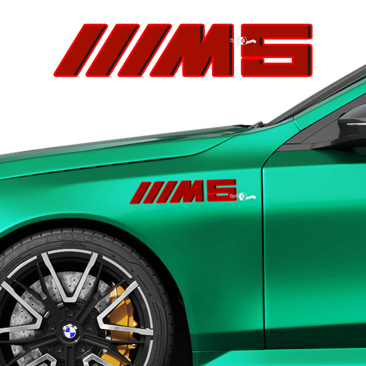 3-farbiges M-Logo-Racing-Aufkleber-Set für BMW 5er G60 M5 G90
