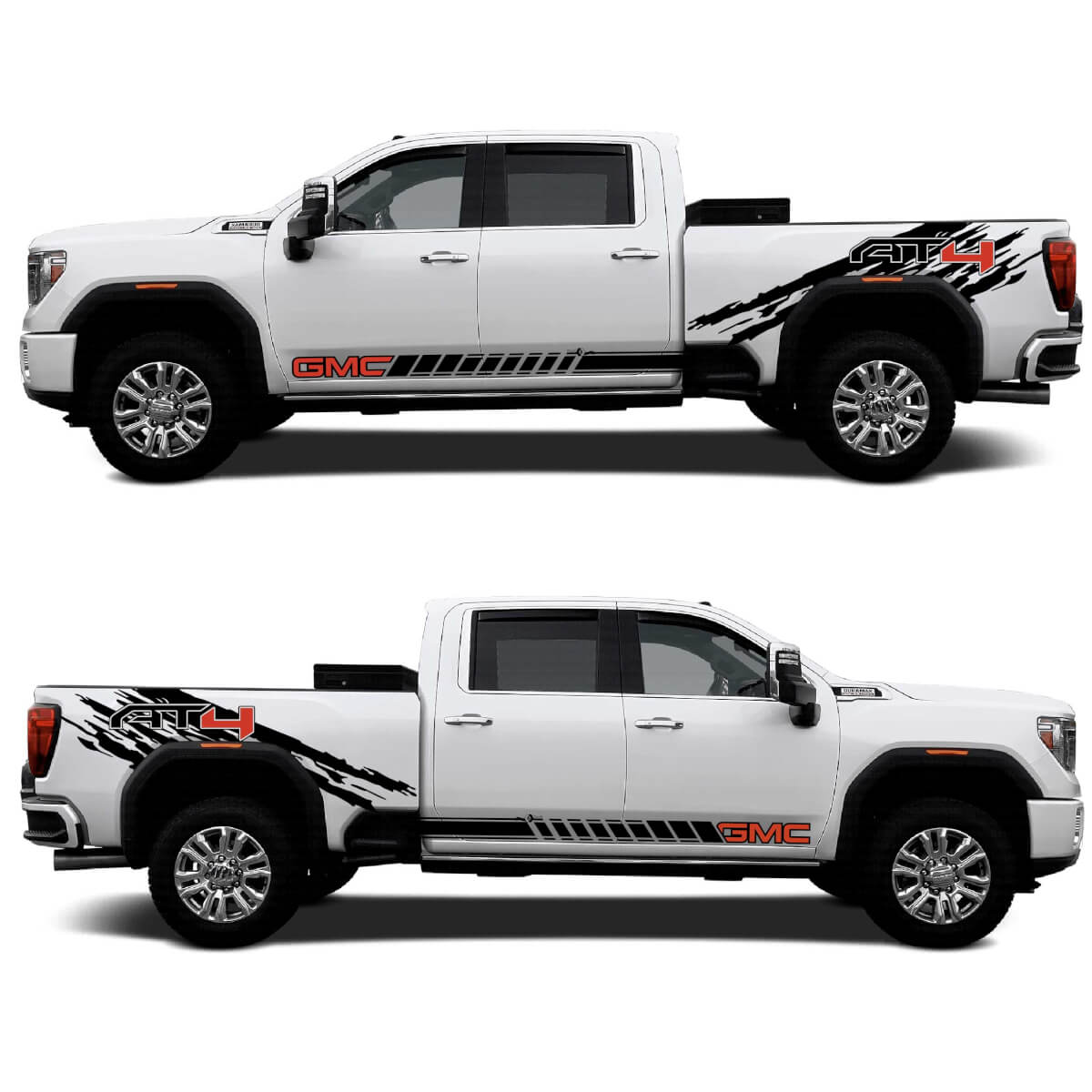 2024 GMC 2500HD AT4 Aufkleber-Set – Box-Seitengrafiken und Vinyl-Aufkleber für die untere Schwellerverkleidung
