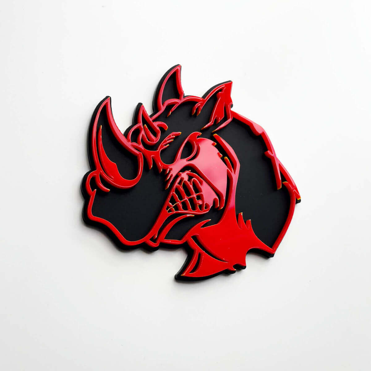 3D Rhino Angry Logo Badge – individuelles Kotflügelemblem für PKW, LKW und SUV
