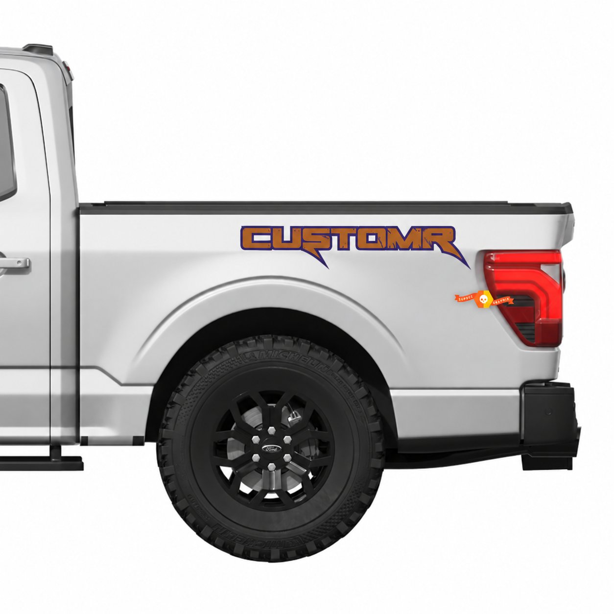 CUSTOMR Verwitterte Umriss-Bettbeschriftung Paar Bettseiten Vinyl-Aufkleber für Ford F-150
