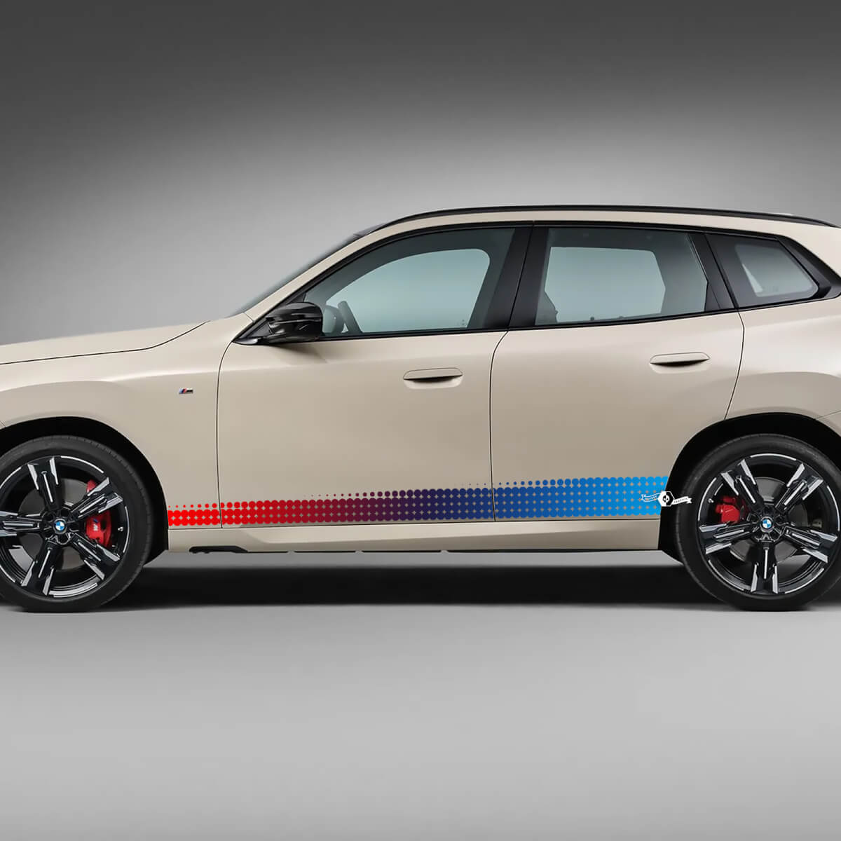 BMW X3 2024 Seitentür-Farbverlaufsstreifen M-Aufkleber-Set – individuelle Vinyl-Grafiken für G01 und F25
