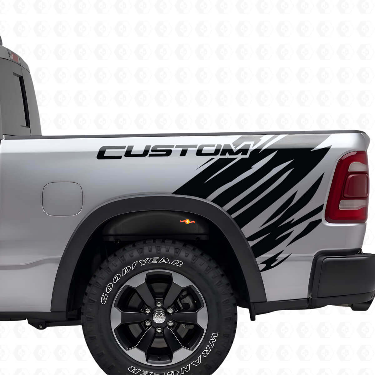Custom Grunge Style Heck Seitenaufkleber Set für Dodge Ram