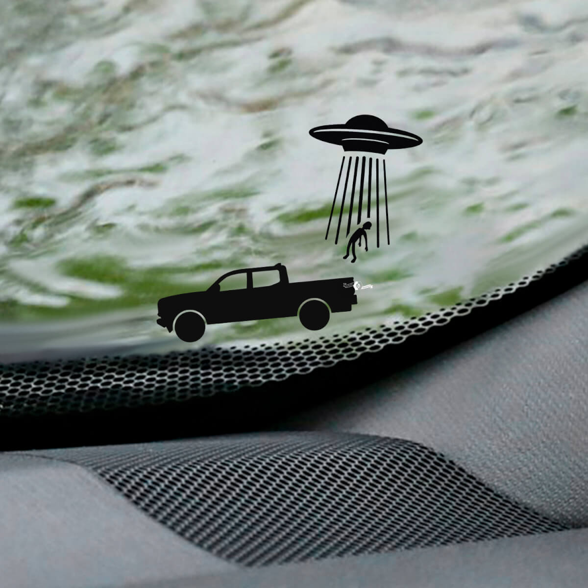 Tacoma UFO Windschutzscheiben-Ostereier-Eckaufkleber – individuelle Vinyl-Grafik für Toyota Tacoma Trucks
