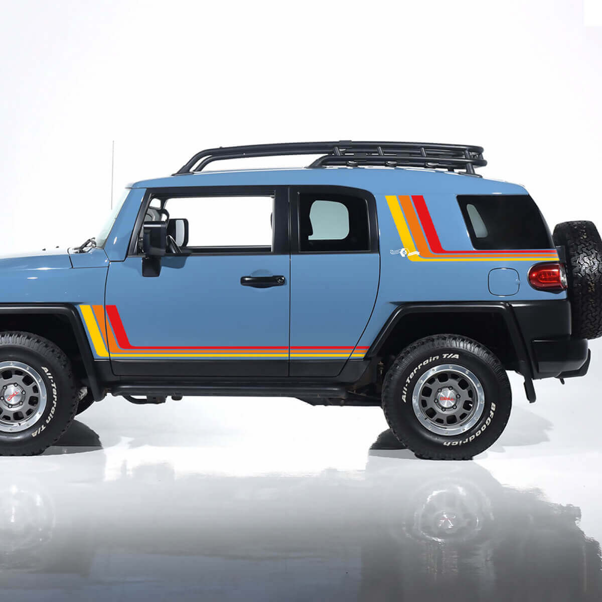 Seitenaufkleber mit Vintage-Retro-Streifen – passend für Toyota FJ Cruiser
