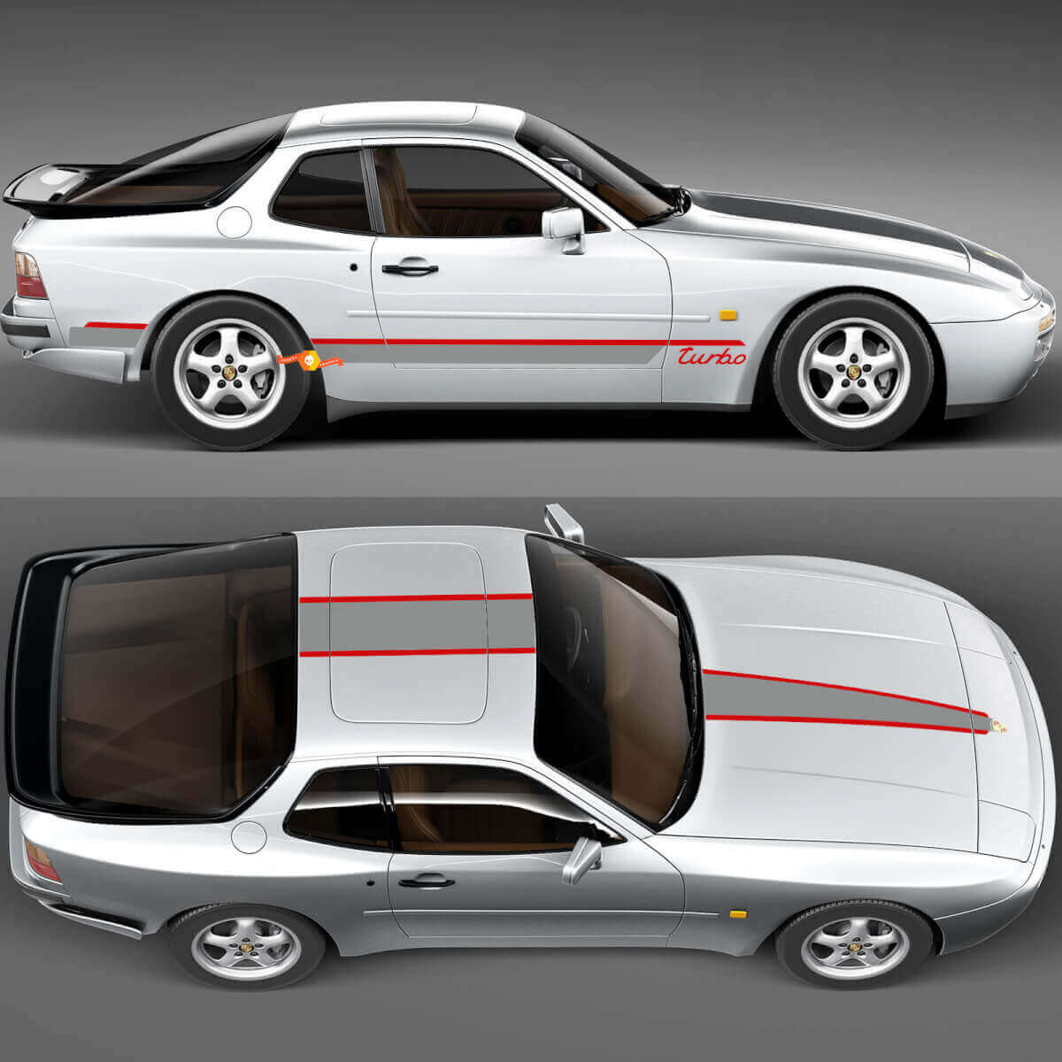 Porsche 944 Turbo Stripes Sides Hood Roof Kit – individuelle Vinyl-Aufklebergrafiken
